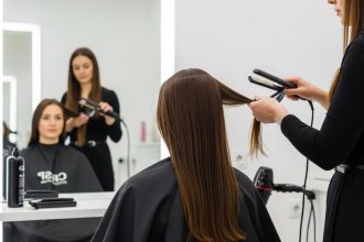 Cheveux lisses et brillants après un lissage brésilien
