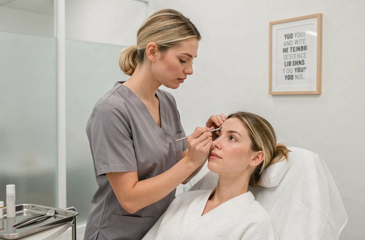 Soin des sourcils en cours dans une cabine épurée chez Un Temps Pour Soi